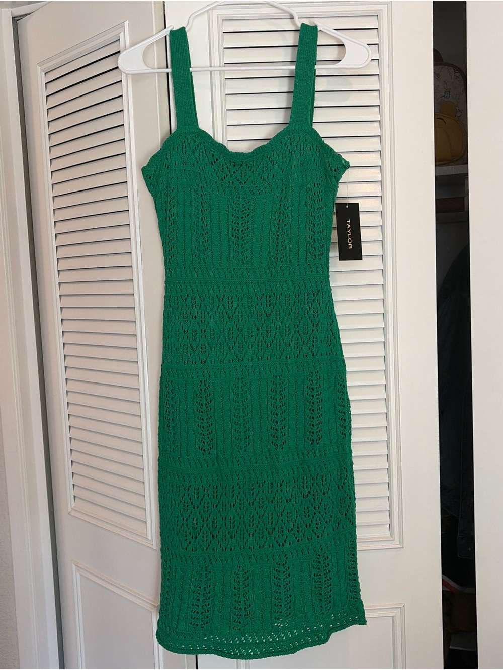Taylor Emerald Green Crochet Midi Dress